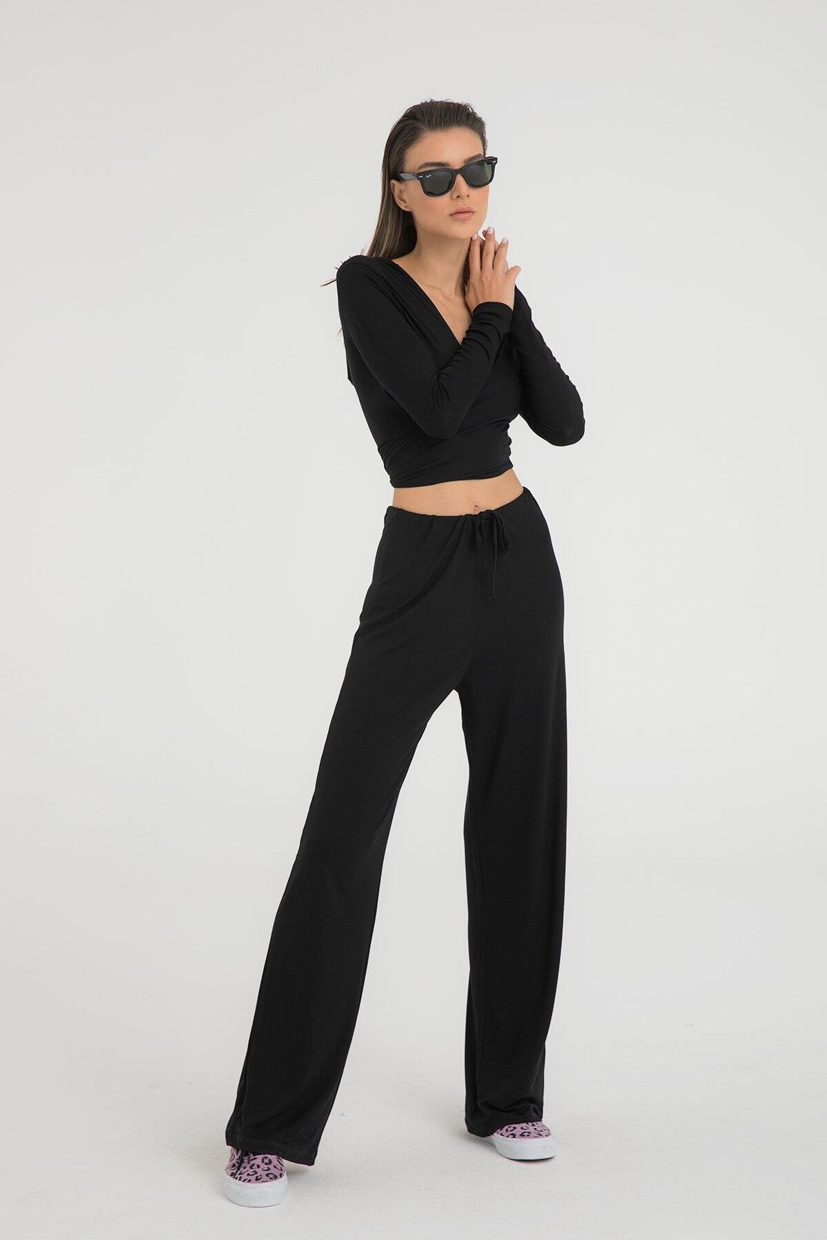 Ultra Soft Bağcıklı Pantolon Siyah