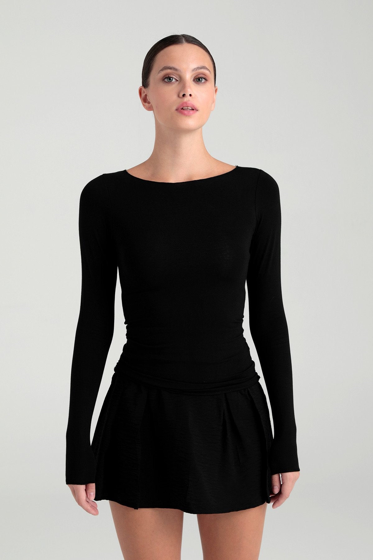 Ultra Soft Kayık Yaka Bluz Siyah