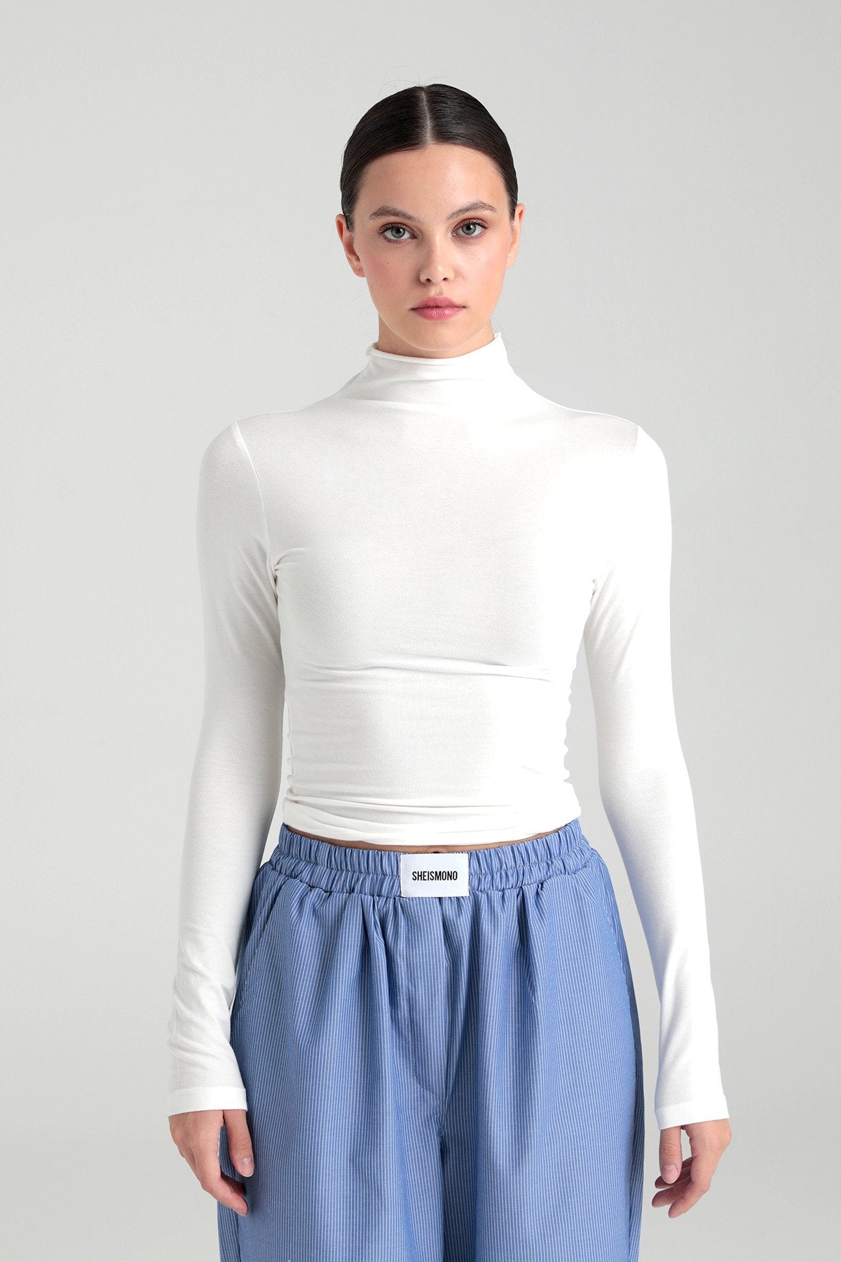 Ultra Soft Yarım Balıkçı Yaka Bluz Ekru