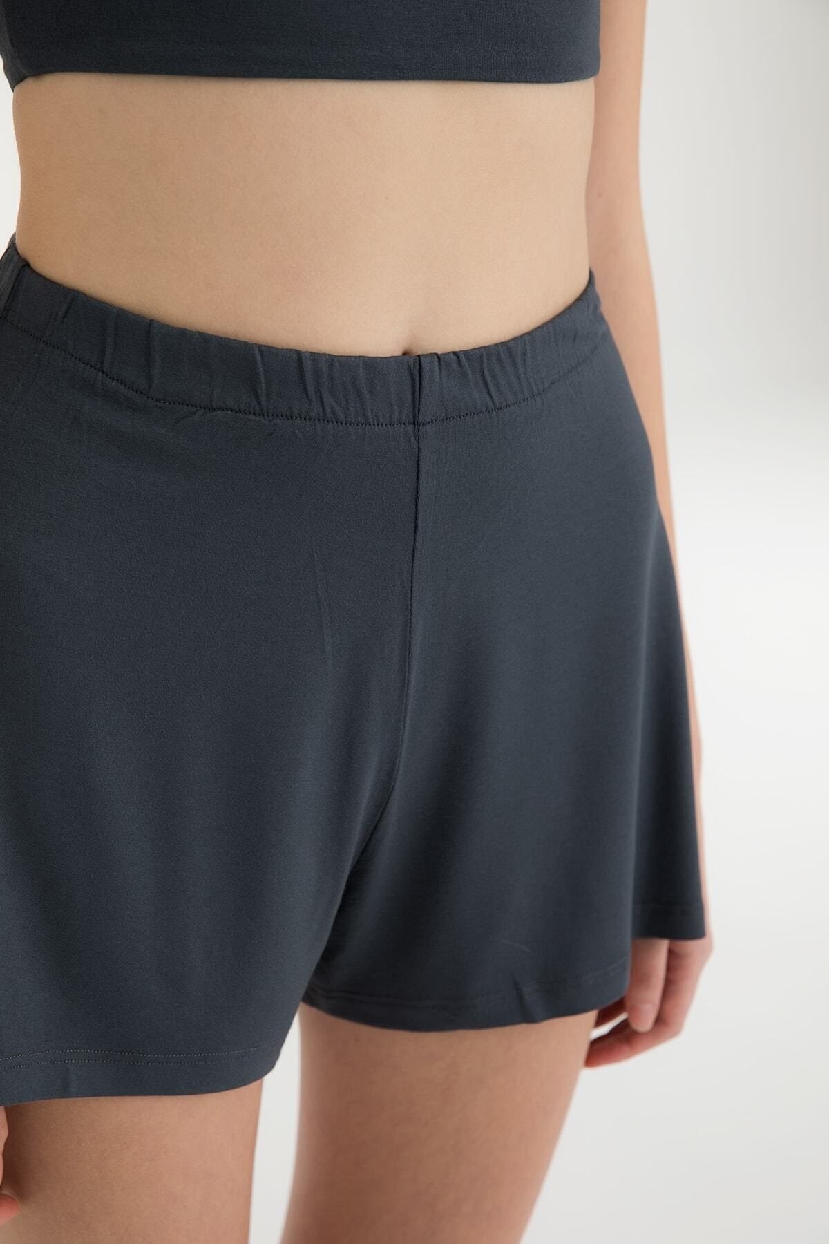 Ultra Soft Lastikli Şort Füme