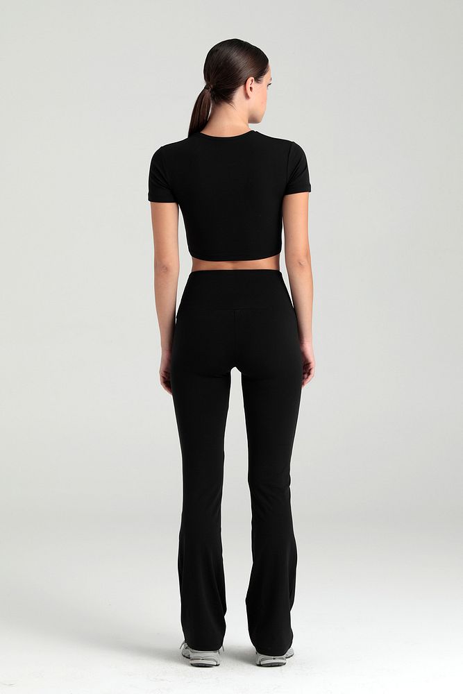 Comfort Yüksek Bel Ispanyol Paça Tayt Siyah