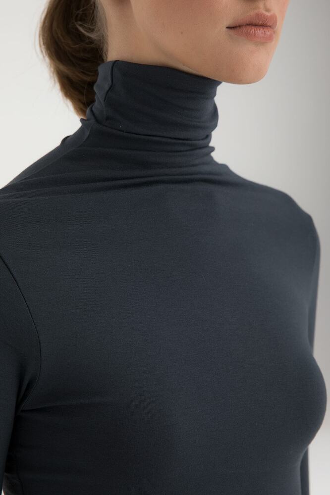 Ultra Soft Balıkçı Yaka Bluz Füme