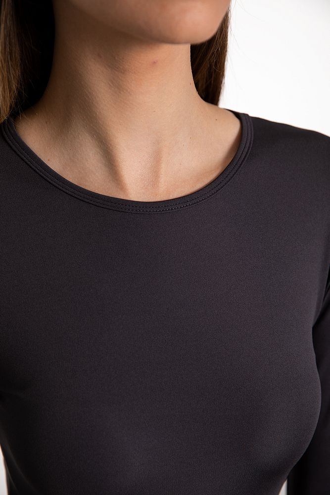 Soft Touch Uzun Kollu Yırtmaç Detaylı Elbise Füme