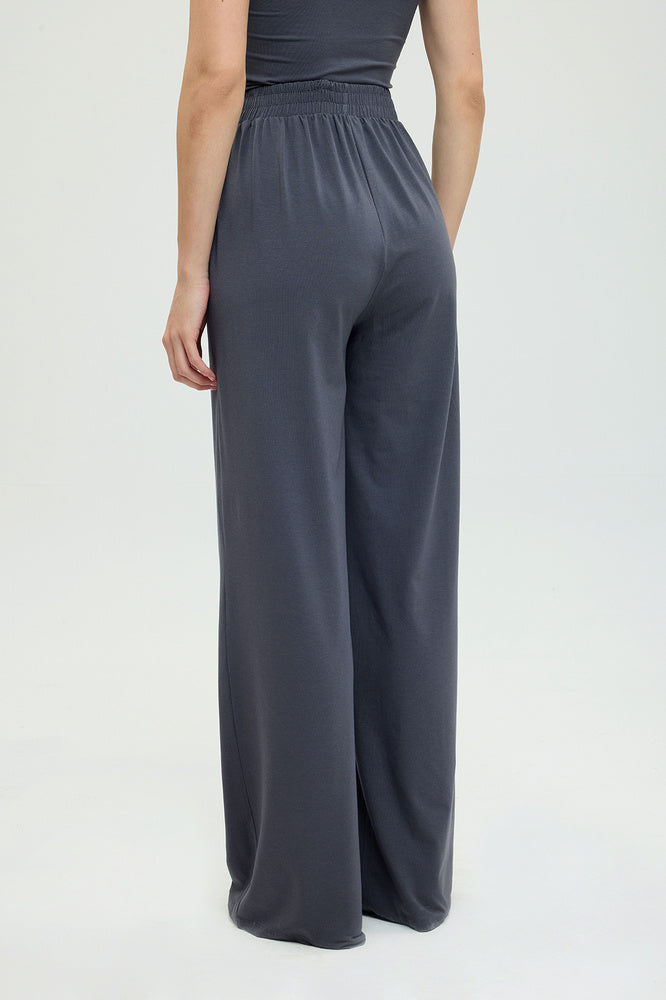 Ultra Soft Düz Kesim Bol Pantolon Füme