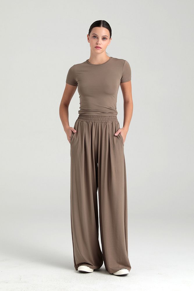 Soft Touch Piliseli Pantolon Vizon