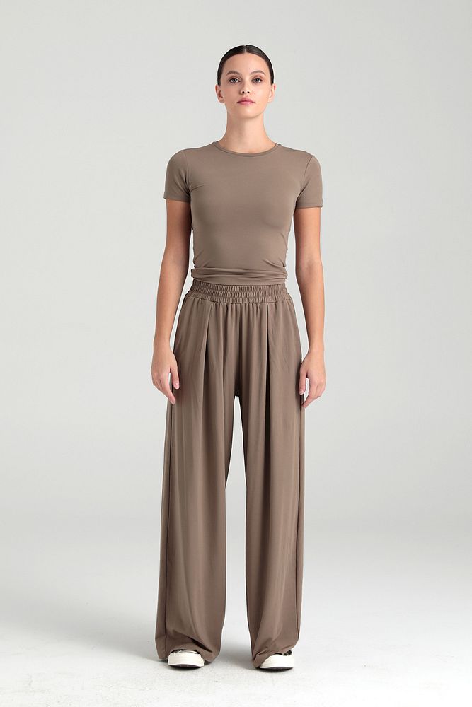 Soft Touch Piliseli Pantolon Vizon