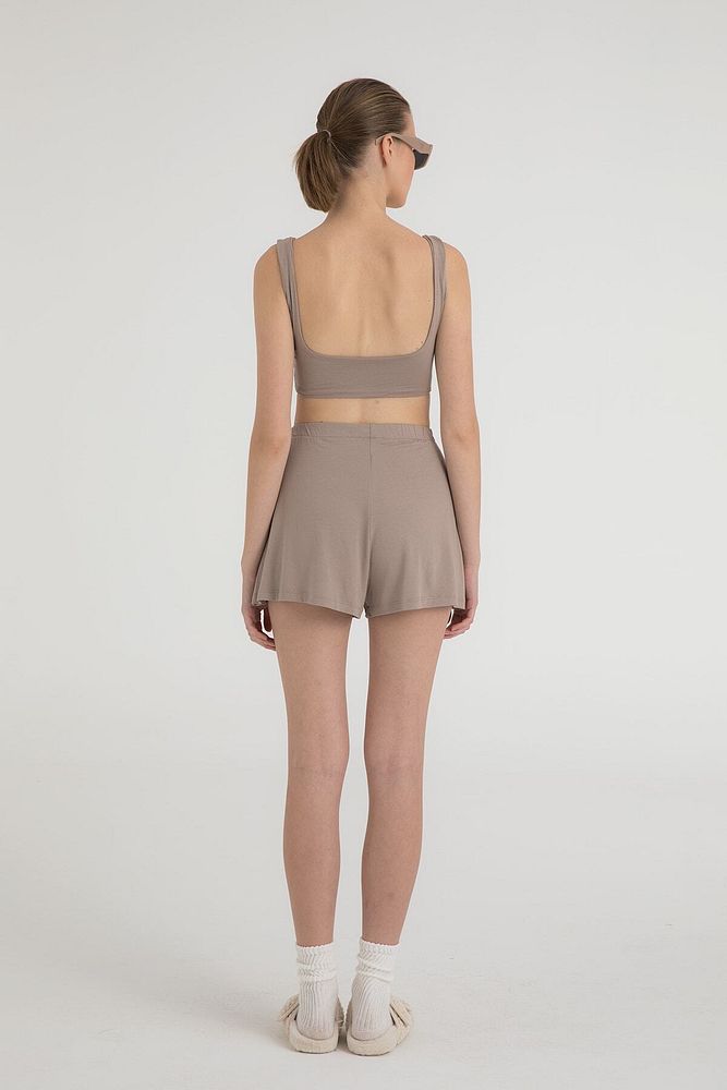 Ultra Soft Lastikli Şort Vizon