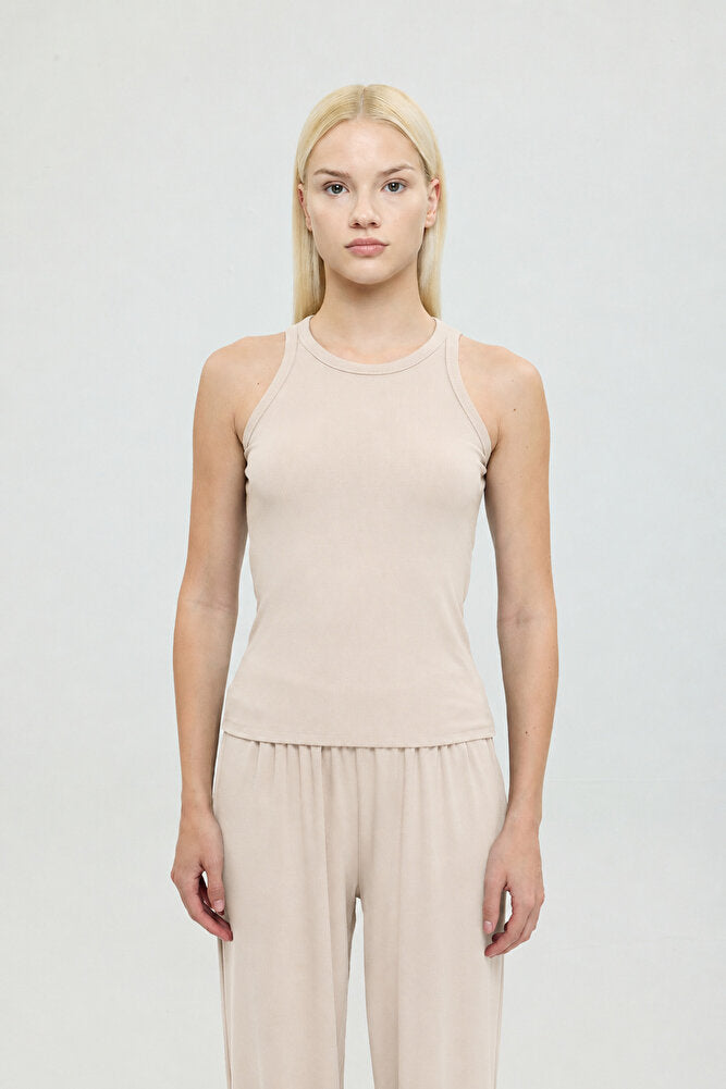 Soft Rib Tank Top Bej