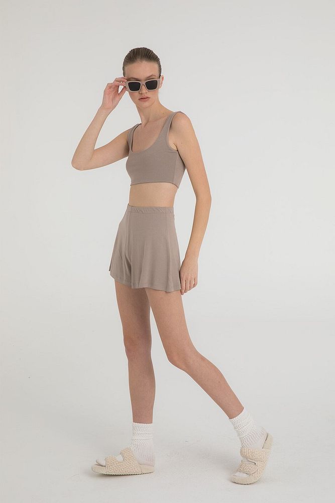 Ultra Soft Lastikli Şort Vizon