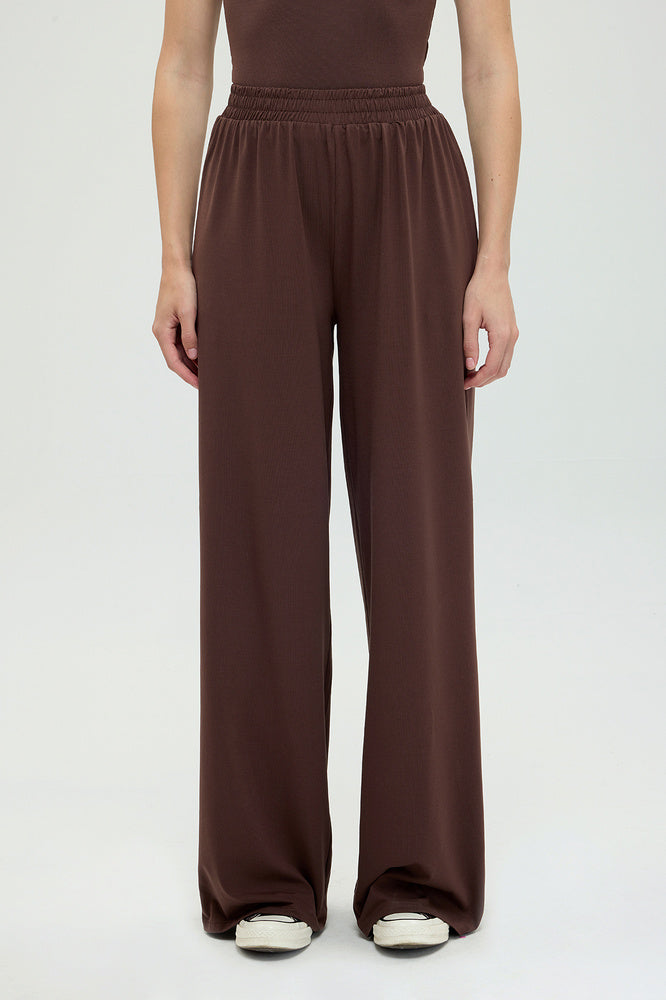 Ultra Soft Düz Kesim Bol Pantolon Füme