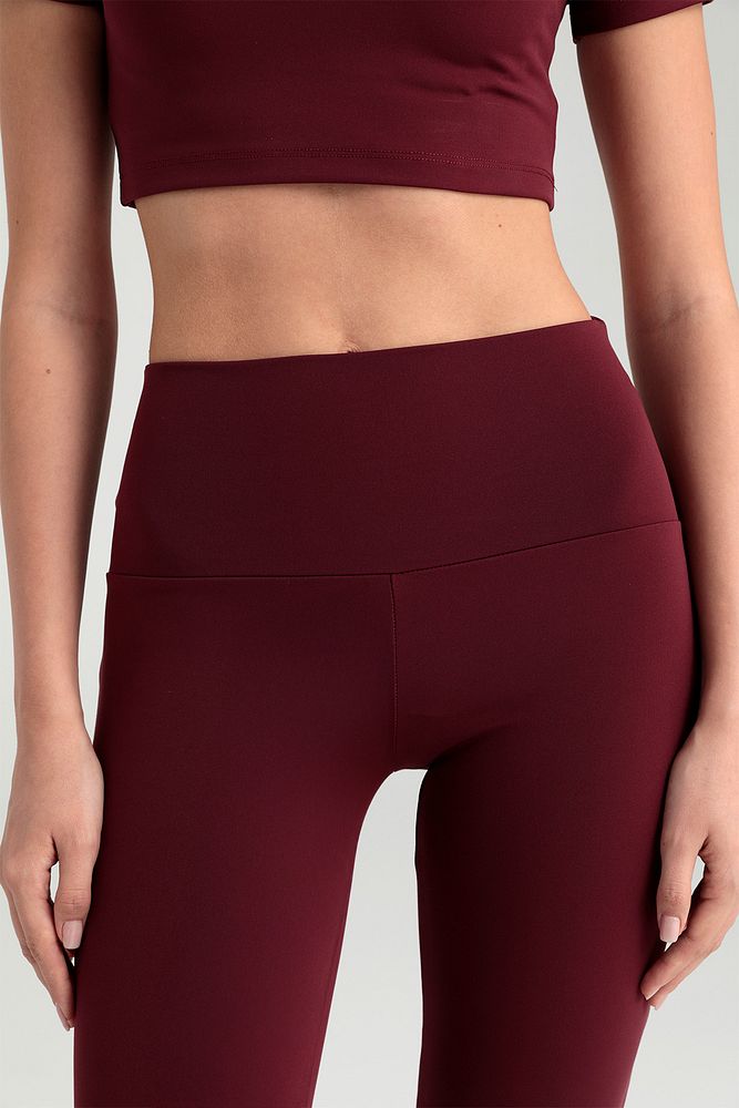 Soft Touch Yüksek Bel Ispanyol Paça Pantolon Bordo