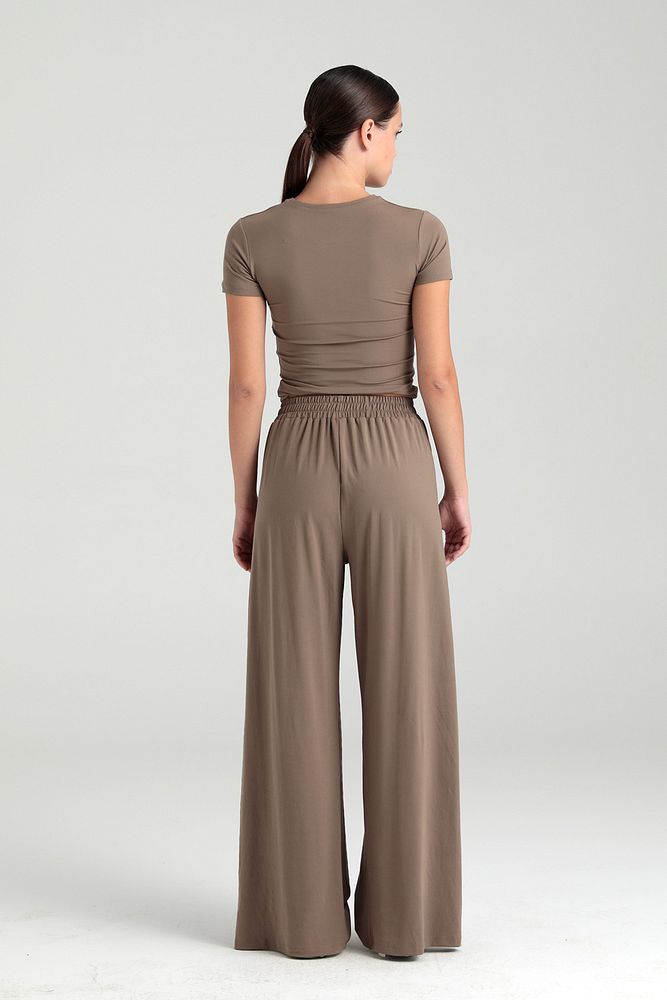 Soft Touch Piliseli Pantolon Vizon