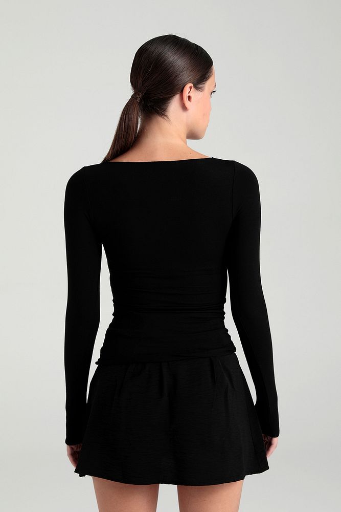 Ultra Soft Kayık Yaka Bluz Siyah