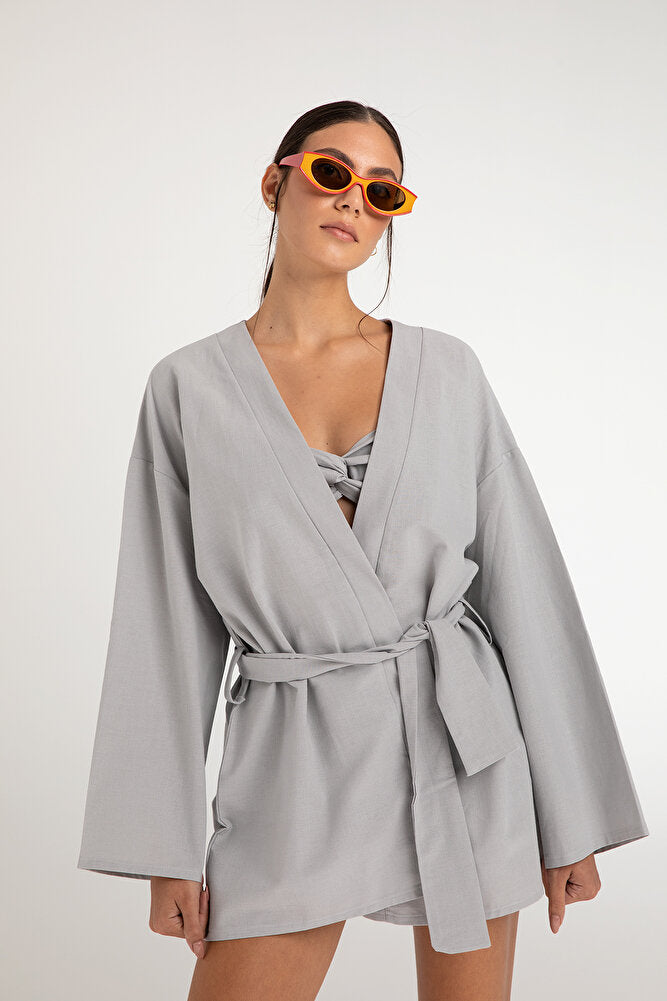 Maia Keten Kimono Gri