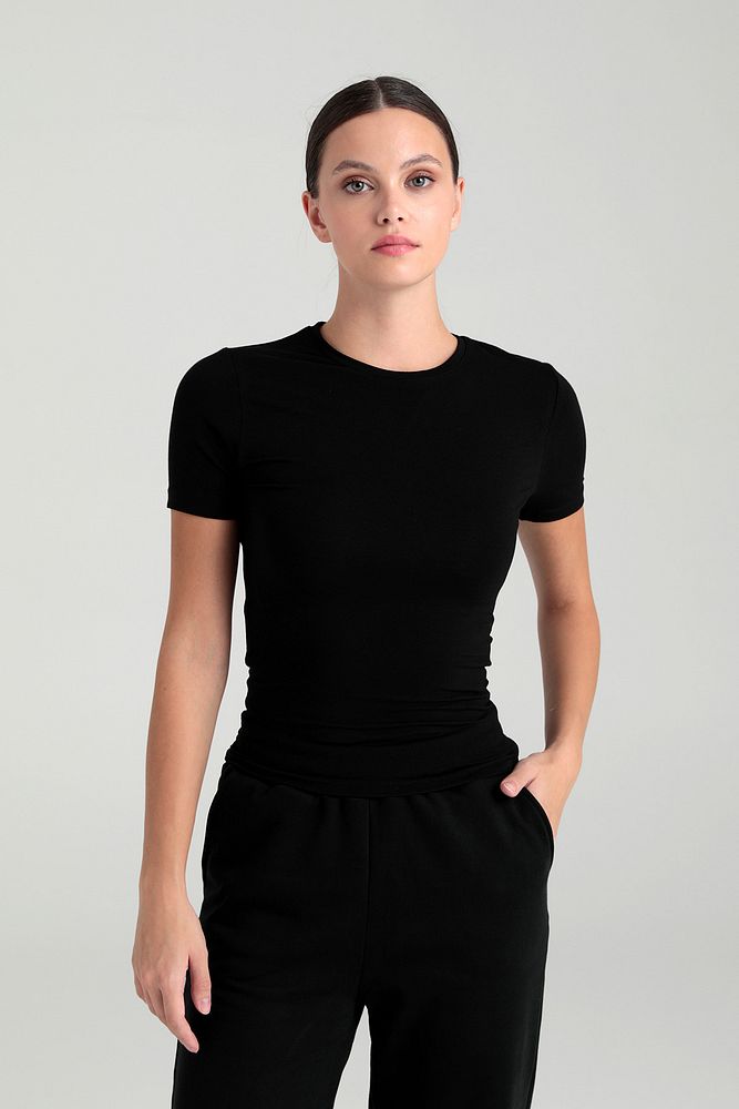Ultra Soft Yuvarlak Yaka Kısa Kol Bluz Siyah