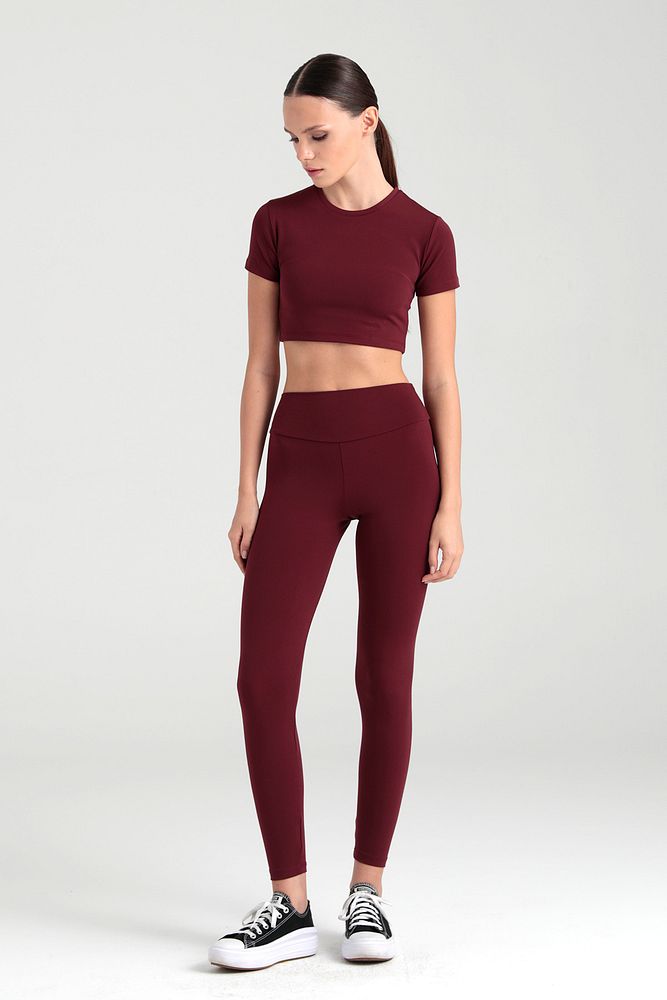 Comfort Yüksek Bel Tayt Bordo