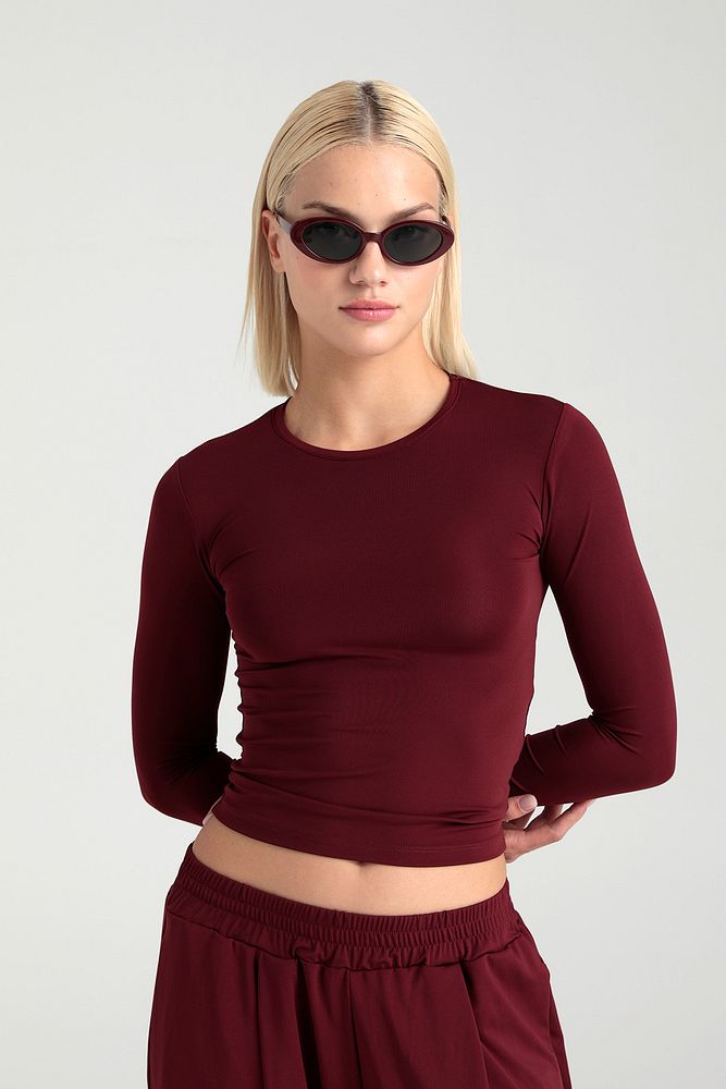 Soft Touch Yuvarlak Yaka Bluz Bordo