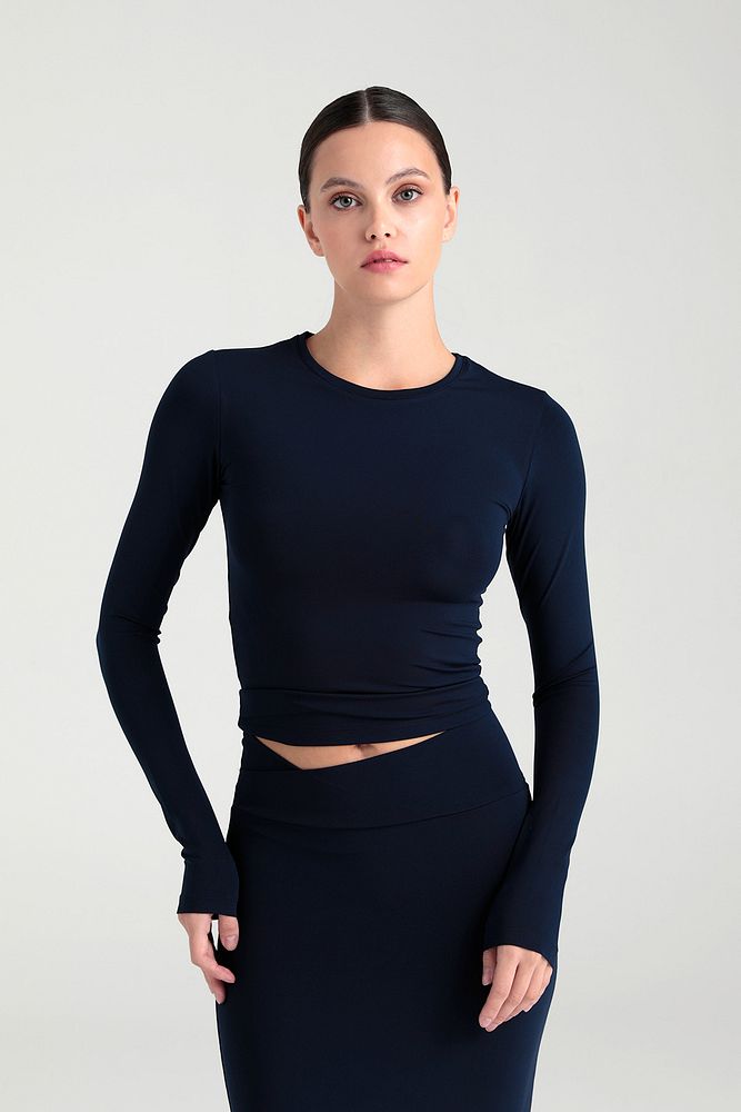 Soft Touch Yuvarlak Yaka Bluz Lacivert