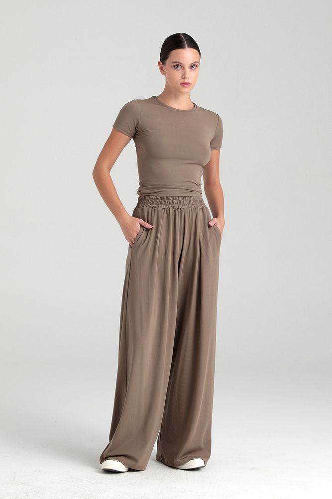 Soft Touch Piliseli Pantolon Vizon