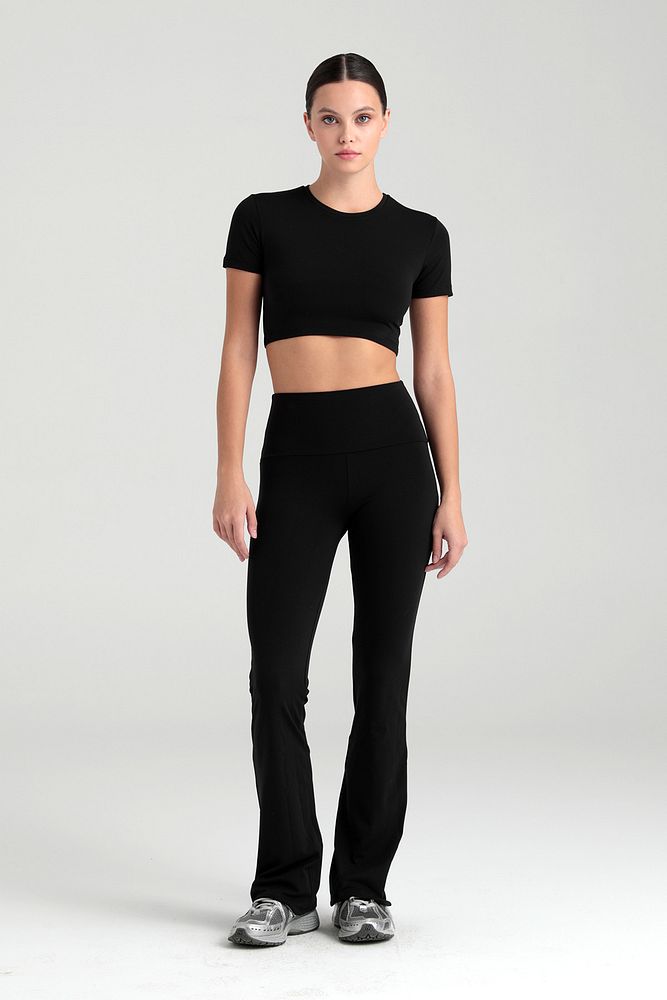 Comfort Yüksek Bel Ispanyol Paça Tayt Siyah