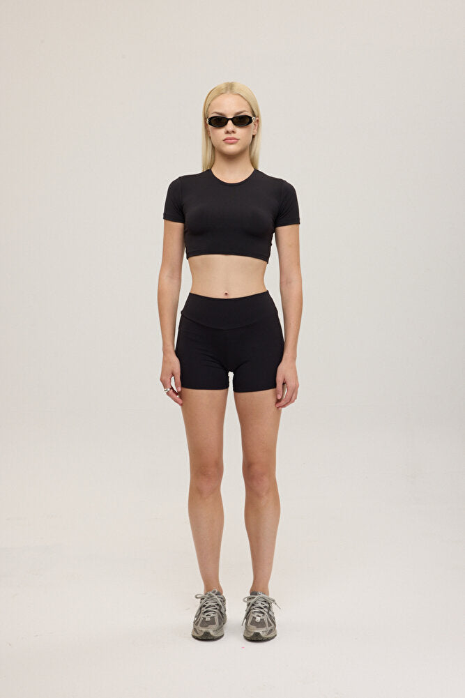 Comfort Yüksek Bel Şort Tayt Siyah