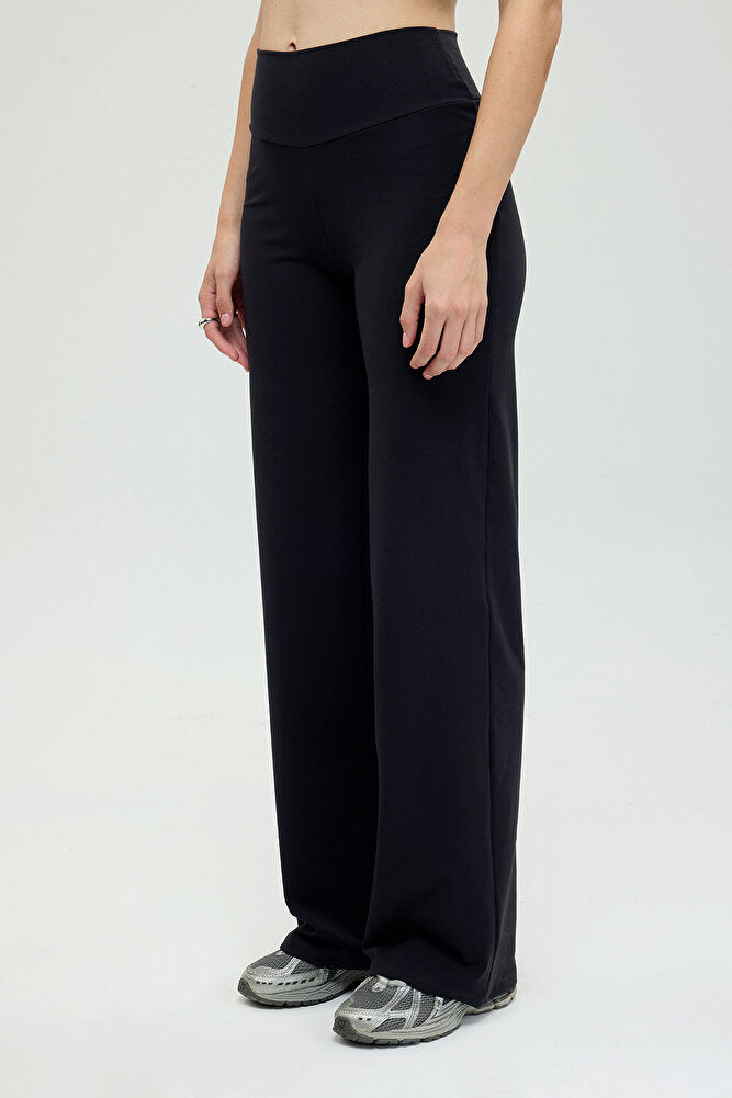 Comfort Yüksek Bel Düz Kesim Pantolon Siyah