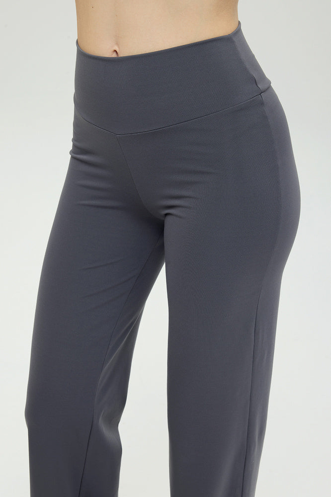 Comfort Yüksek Bel Düz Kesim Pantolon Füme