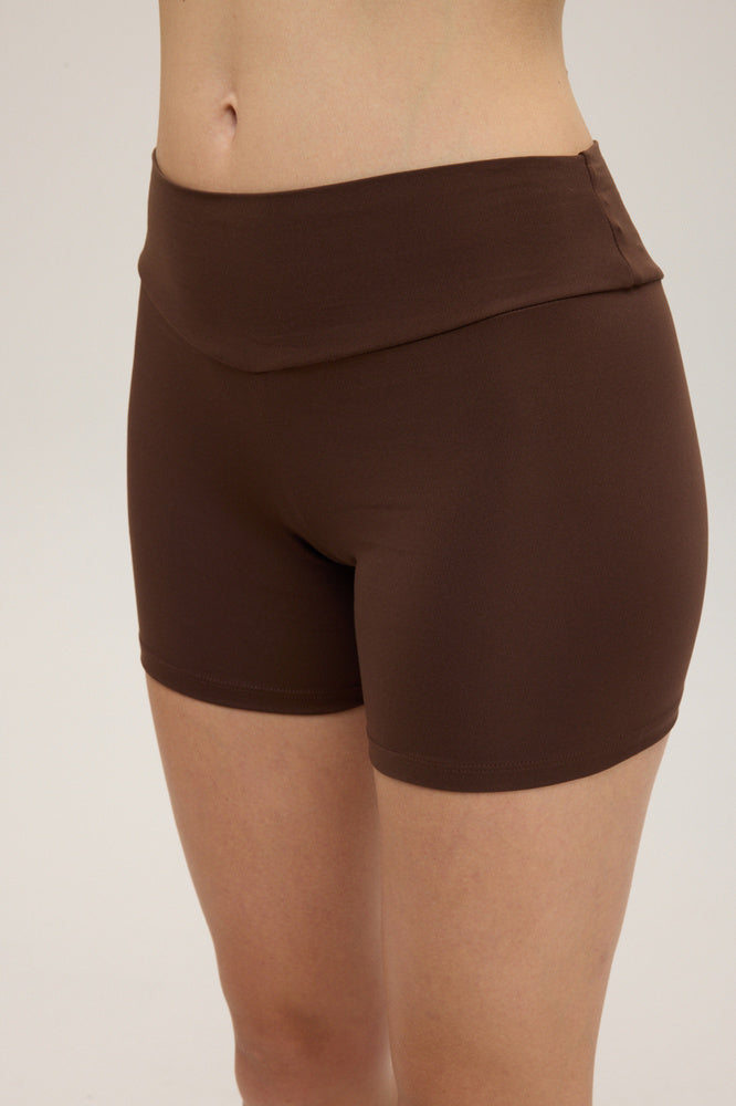 Comfort Yüksek Bel Şort Tayt Kahverengi