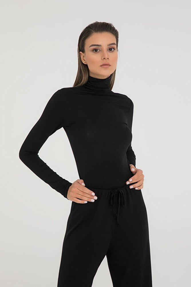 Ultra Soft Balıkçı Yaka Bluz Siyah