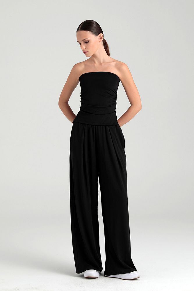 Soft Touch Piliseli Pantolon Siyah