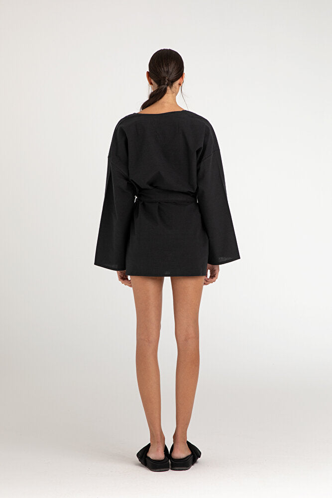 Maia Keten Kimono Siyah