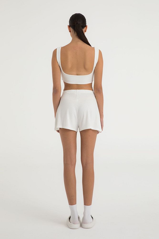 Ultra Soft Lastikli Şort Ekru