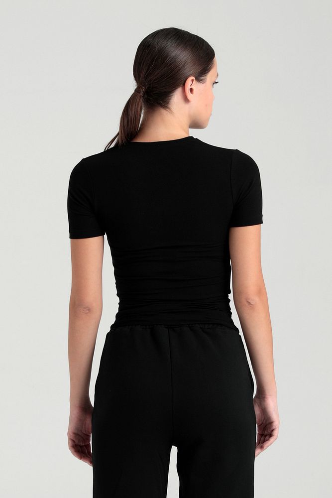 Ultra Soft Yuvarlak Yaka Kısa Kol Bluz Siyah