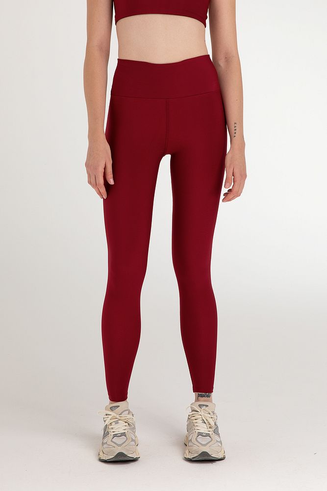 Yüksek Bel Toparlayıcı Spor Tayt Bordo