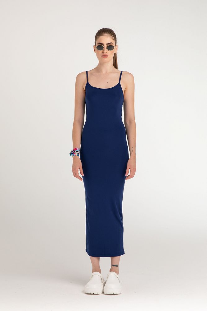 Soft Touch Ip Askılı Elbise Lacivert