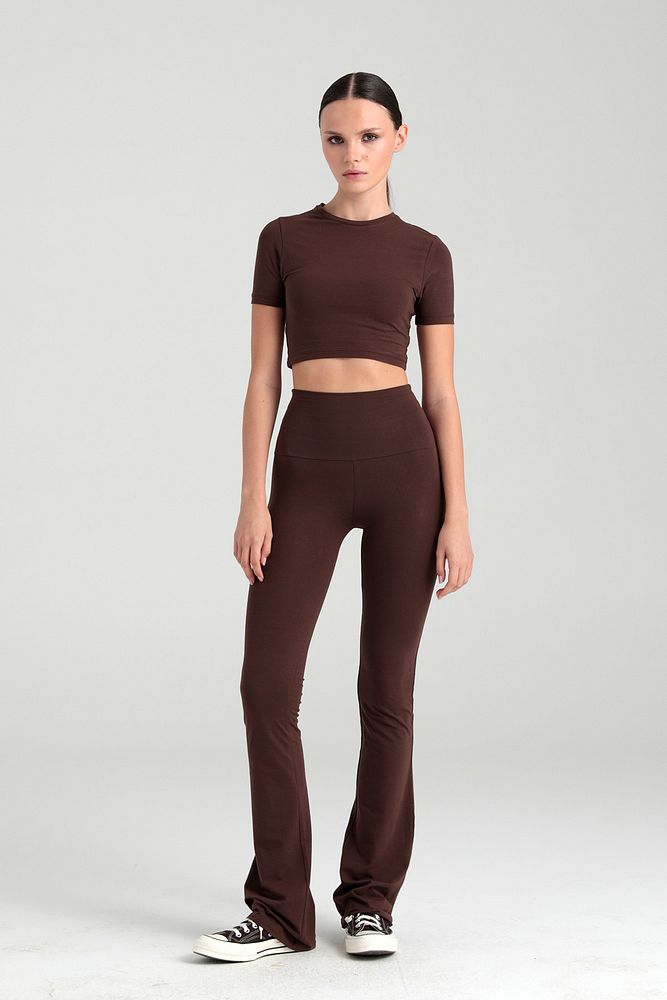 Ultra Soft Ispanyol Paça Pantolon Kahverengi