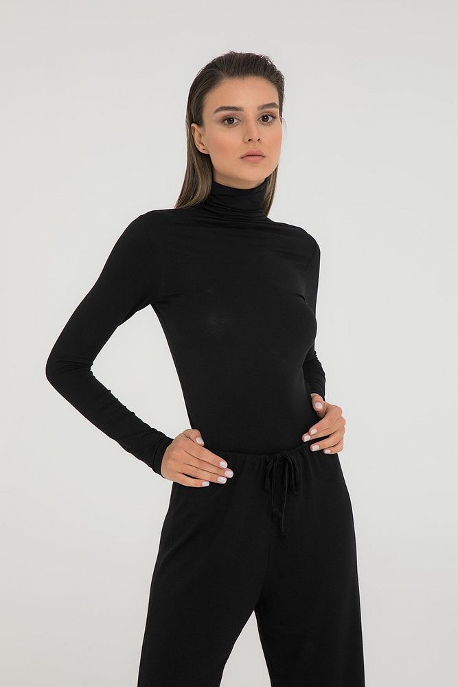 Ultra Soft Balıkçı Yaka Bluz Siyah