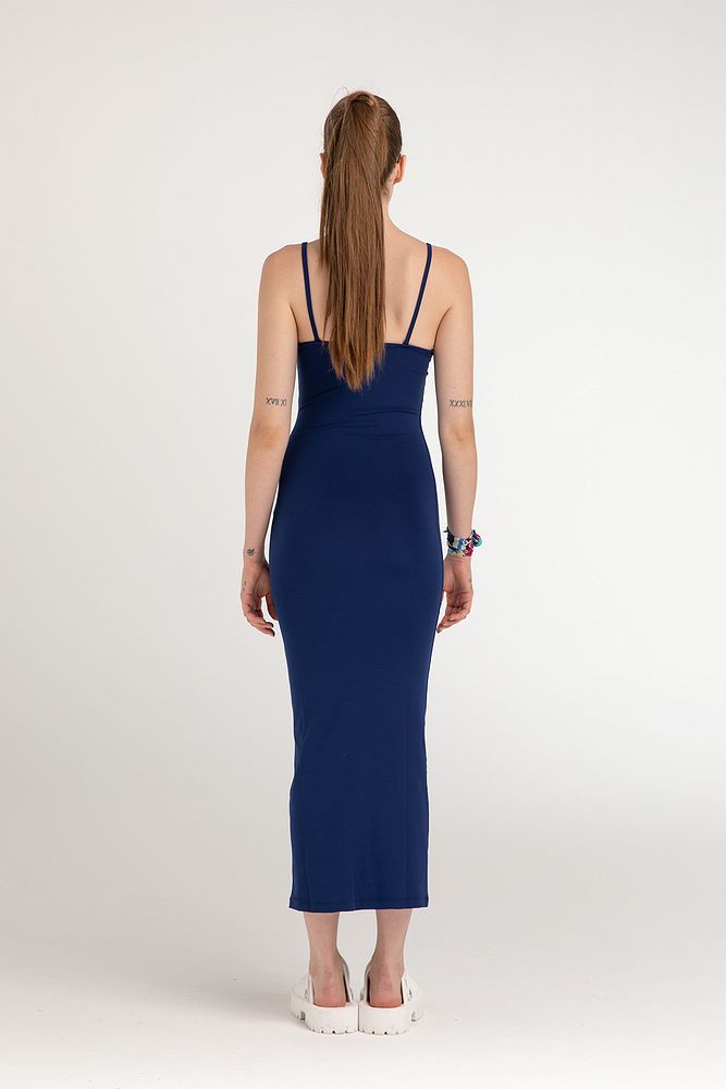 Soft Touch Ip Askılı Elbise Lacivert