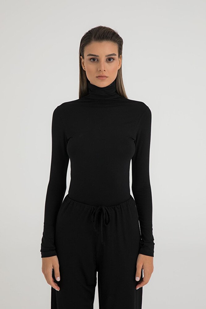 Ultra Soft Balıkçı Yaka Bluz Siyah