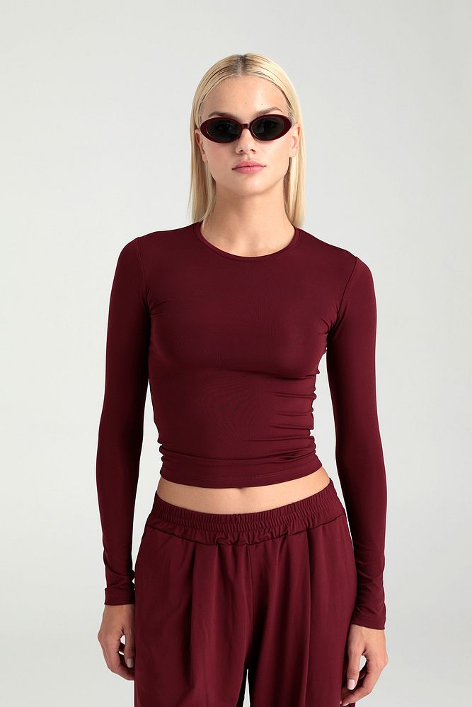 Soft Touch Yuvarlak Yaka Bluz Bordo