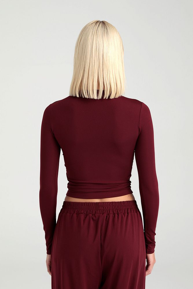 Soft Touch Yuvarlak Yaka Bluz Bordo