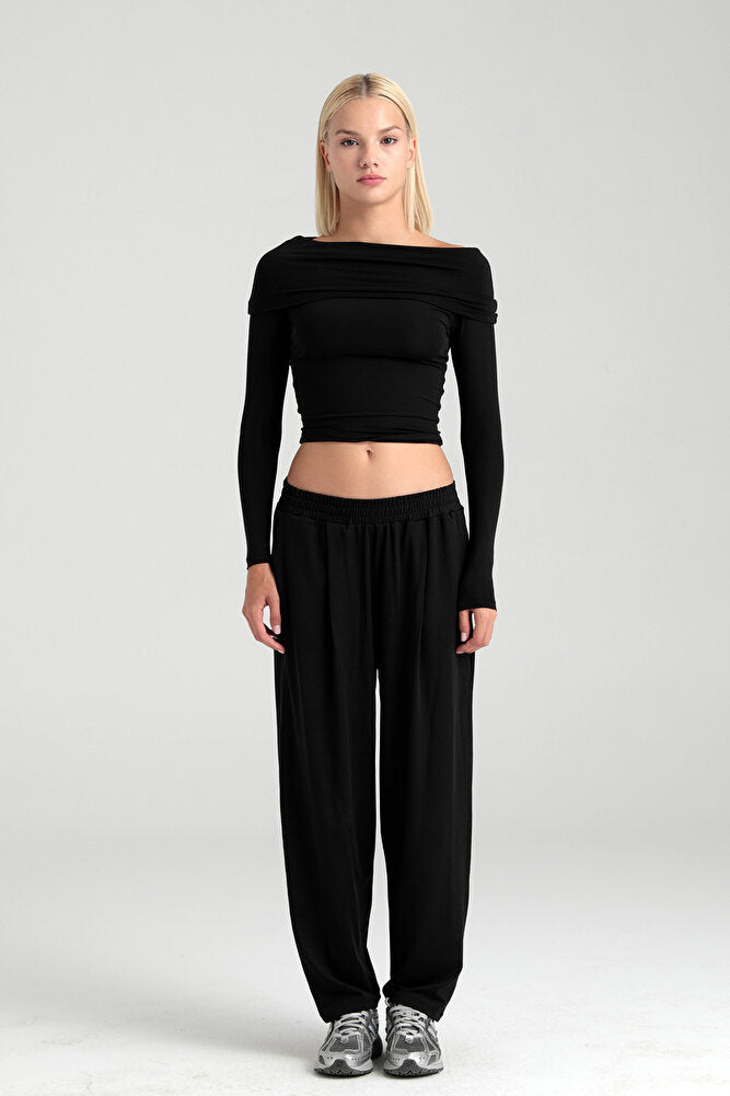 Soft Touch Şalvar Pantolon Siyah