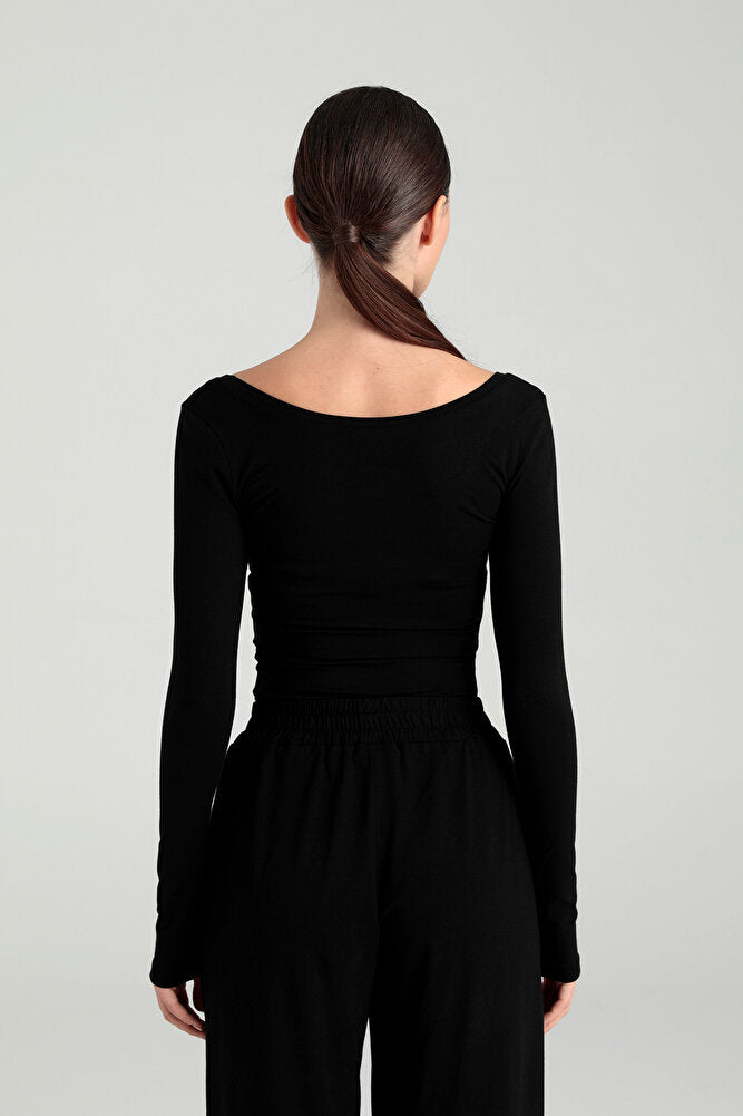 Ultra Soft Oval Yaka Bluz Siyah