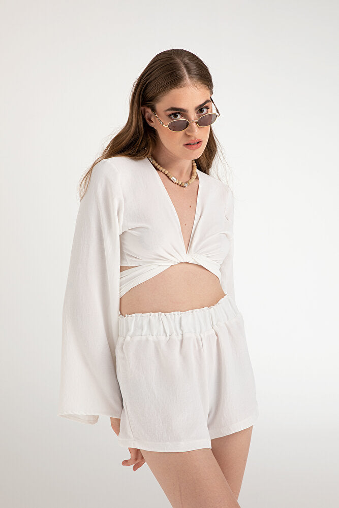 Lagom Bağlamalı Bluz Beyaz