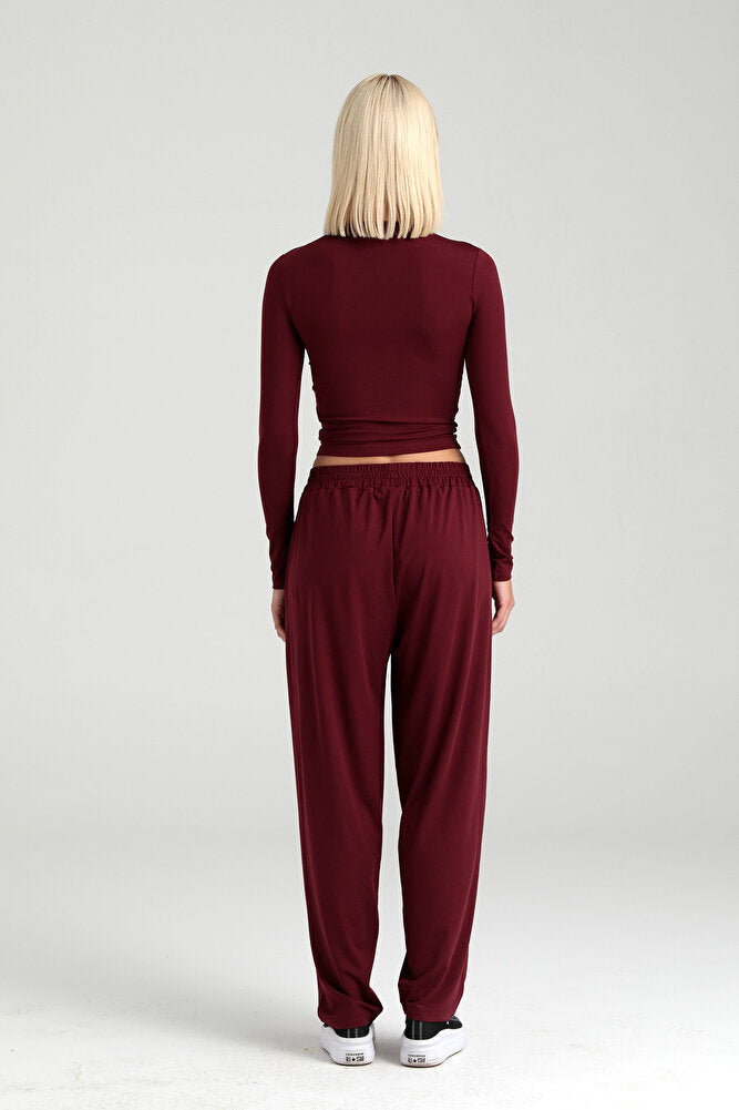 Soft Touch Şalvar Pantolon Bordo