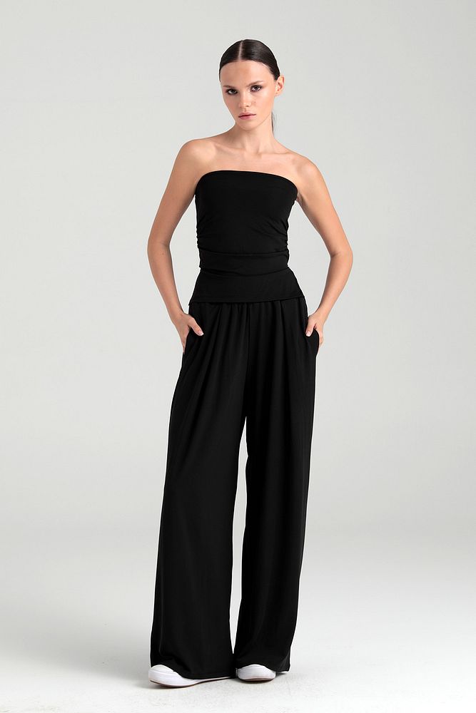 Soft Touch Piliseli Pantolon Siyah