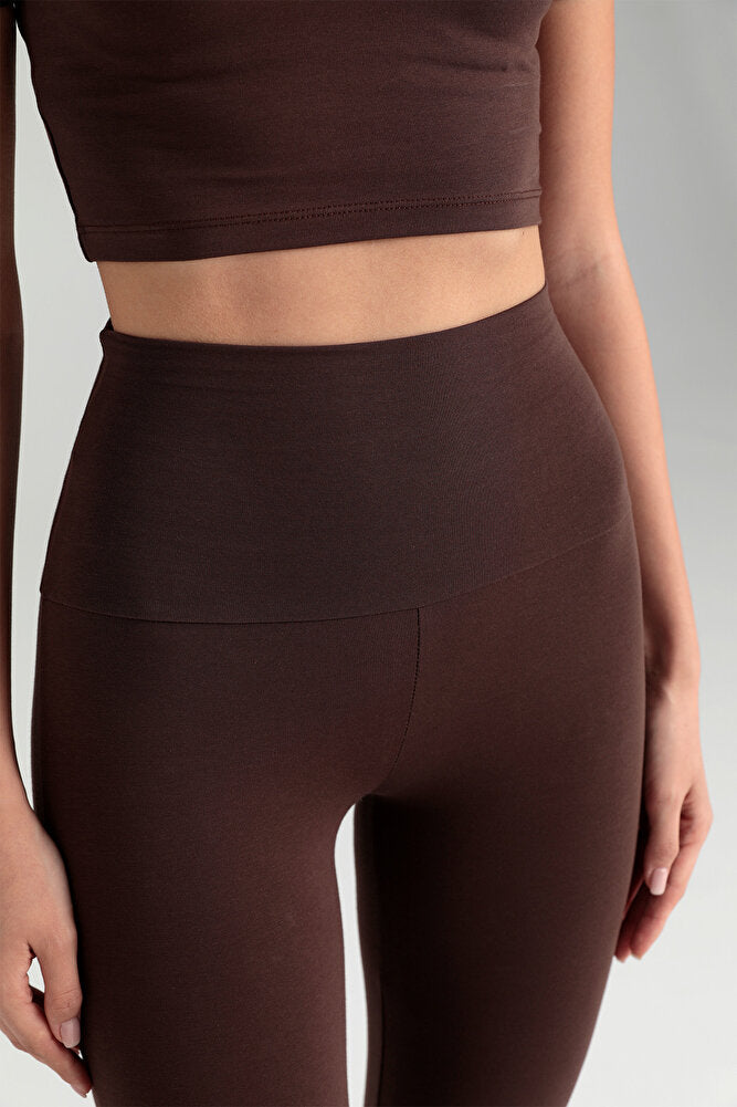 Ultra Soft Ispanyol Paça Pantolon Kahverengi