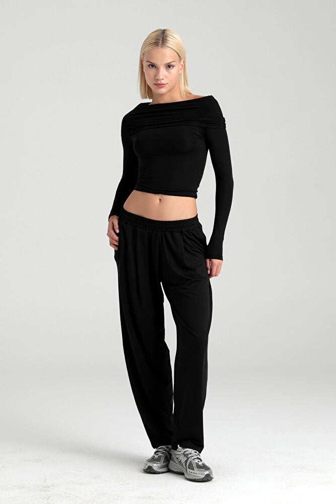 Soft Touch Şalvar Pantolon Siyah