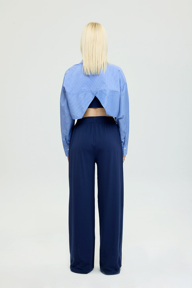 Soft Touch Düz Kesim Bol Pantolon Lacivert