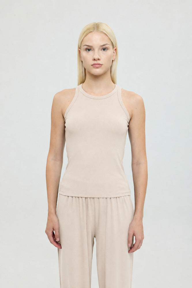 Soft Rib Tank Top Bej